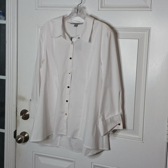 Marc New York Andrew Marc White Button Down Blouse NWT - Picture 6 of 11